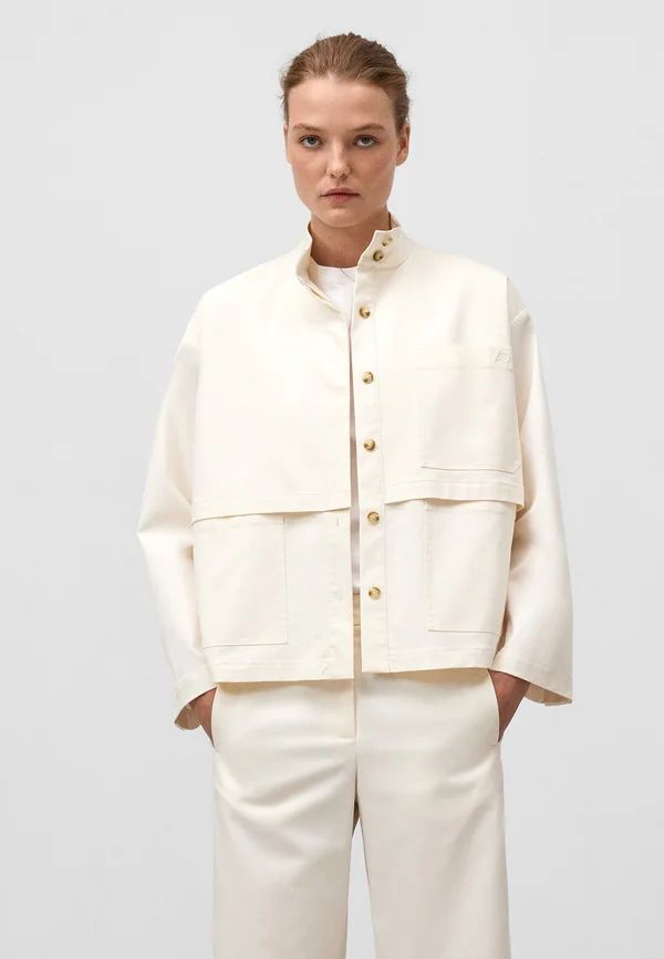 FUNNEL NECK WITH FRONT YOKE - Summer jacket - ecru