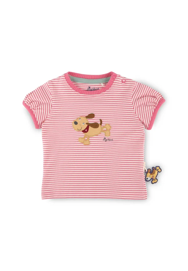 FUNNY DOG - Print T-shirt - rosa weiß