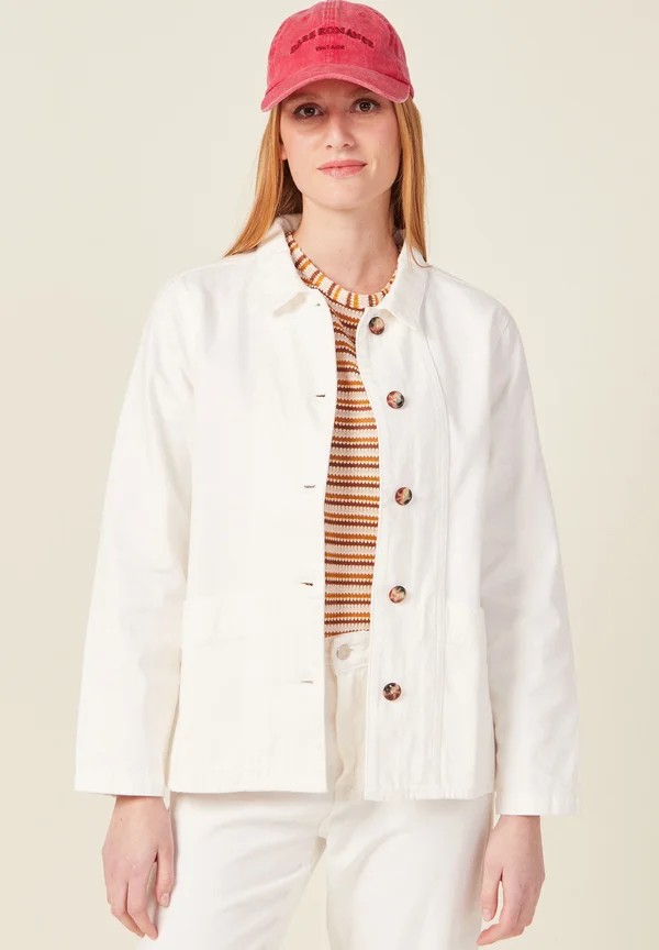 GERADES MIT KNÖPFEN - Denim jacket - ecru