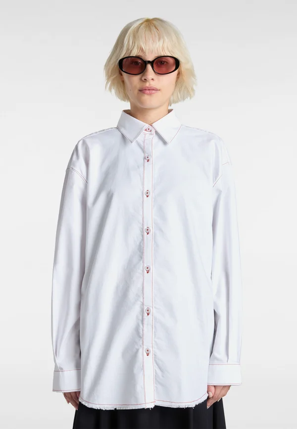 GILLIAN GRAPHIC BUTTON DOWN - Button-down blouse - white