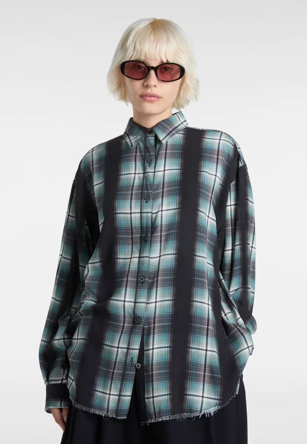 GILLIAN PLAID BUTTON DOWN - Button-down blouse - black