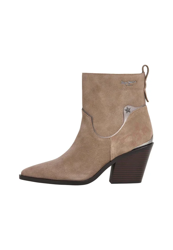 GINA SMART - Cowboy/biker ankle boot - dark stone beige