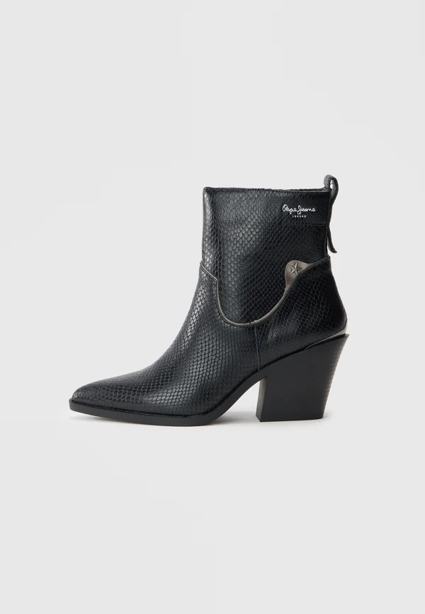 GINA SNAKE W - Cowboy/biker ankle boot - black