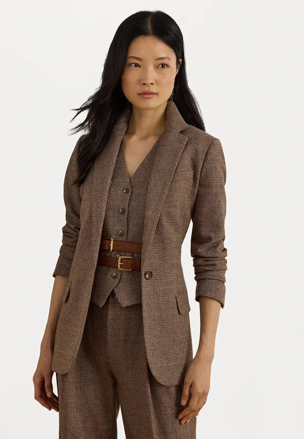 Glen Plaid Cotton-Blend Blazer - Blazer - brown/cinnamon/taupe