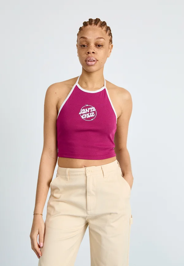GLINT FRONT HALTER  - Top - sangria/white