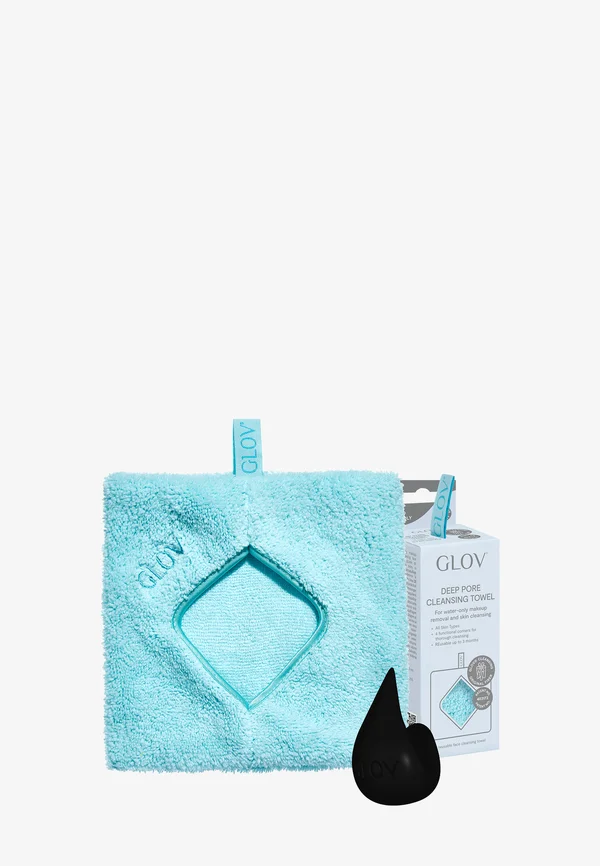 GLOV® DEEP PORE CLEANSING TOWEL FOR WATER-ONLY MAKEUP REMOVAL AND SKIN CLEANSING + HOOK - Skincare set - blue lagoon