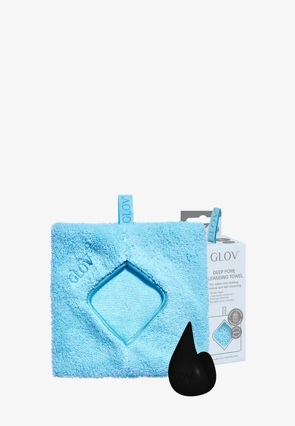 GLOV® DEEP PORE CLEANSING TOWEL FOR WATER-ONLY MAKEUP REMOVAL AND SKIN CLEANSING + HOOK - Skincare set - bouncy blue