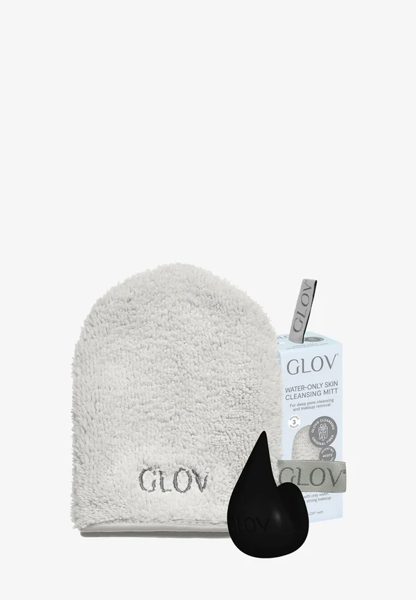GLOV® WATER-ONLY MAKEUP REMOVER AND SKIN CLEANSING MITT + HOOK - Skincare set - silver stone