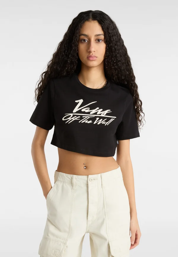 GO ANYPLACE CREW CROP - Print T-shirt - black
