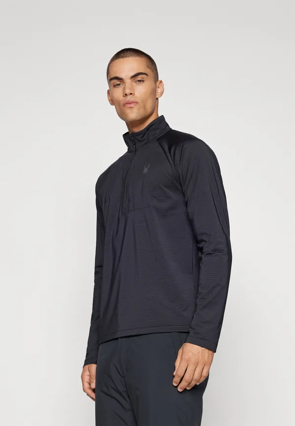 GRIDWEB 1/2 ZIP - Long sleeved top - black