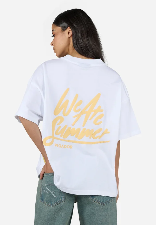 GUNDA HEAVY OVERSIZED TEE - Print T-shirt - white