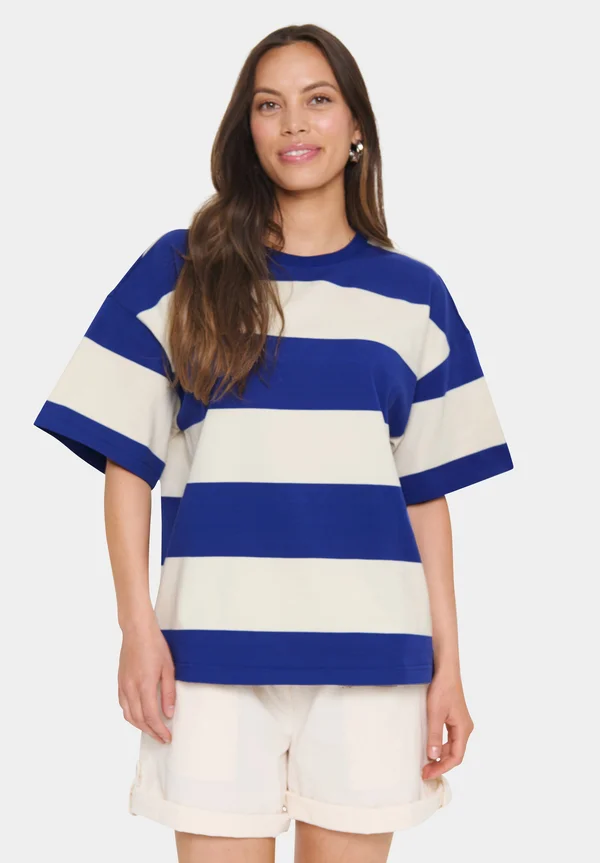 HAFRUNSZ - Print T-shirt - clematis blue/ice block stripe