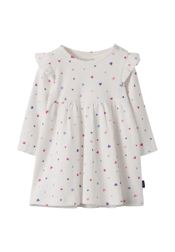 HEART PRINT RUFFLES - Jersey dress - snow white