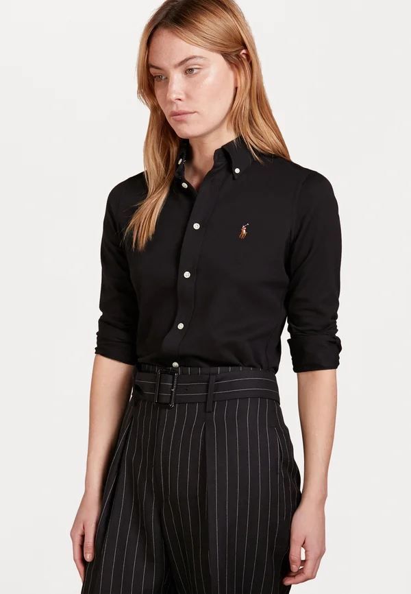 HEIDI LONG SLEEVE - Button-down blouse - black