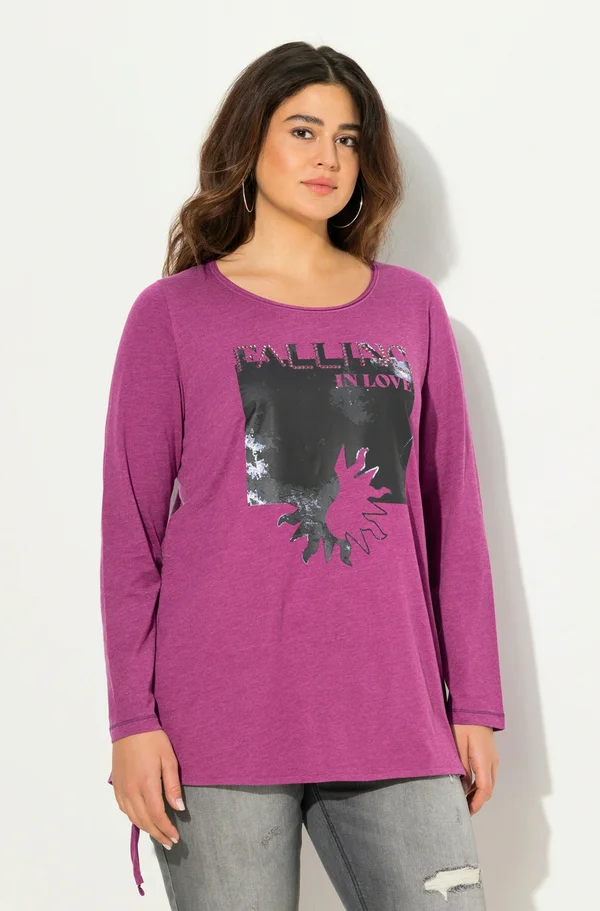 HEM GRAPHIC TEE - Long sleeved top - berry