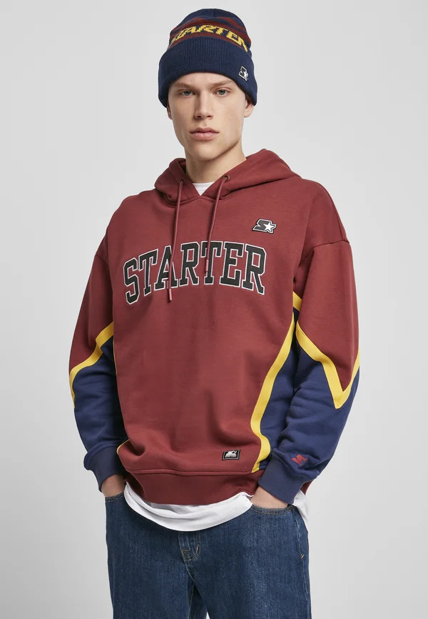 HERREN STARTER THROWBACK - Hoodie - port/darkblue