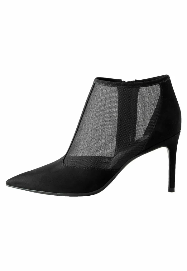 High heeled ankle boots - black mesh detail