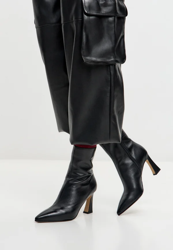 High heeled ankle boots - black