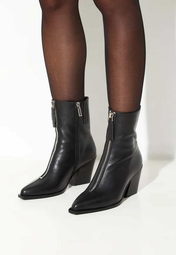 High heeled ankle boots - black