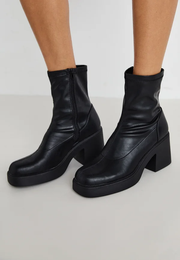 High heeled ankle boots - black