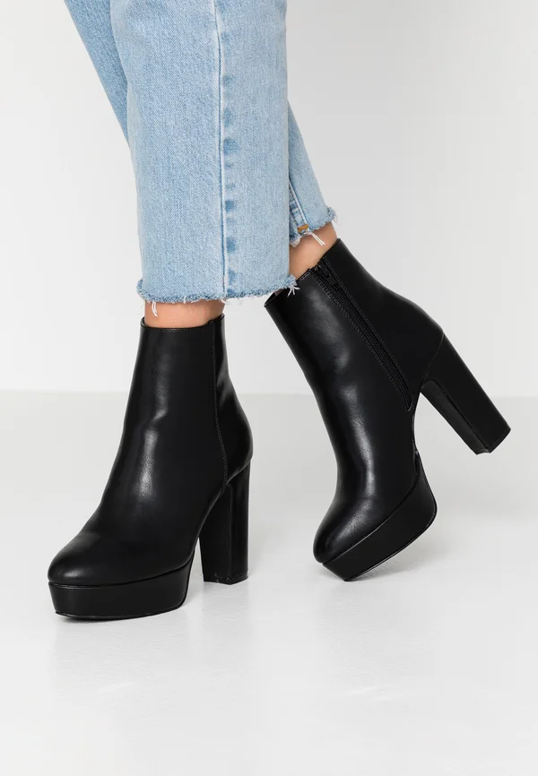 High heeled ankle boots - black