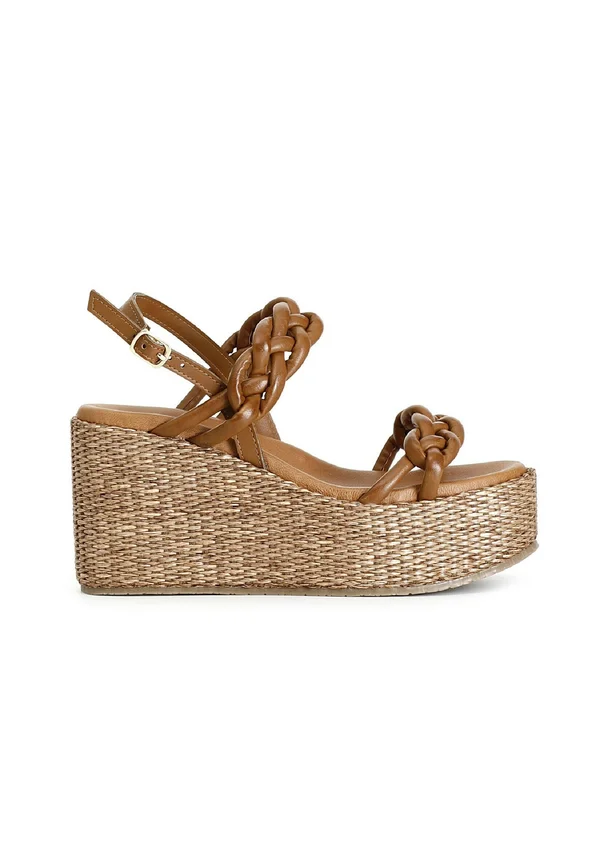 High heeled sandals - brown leather