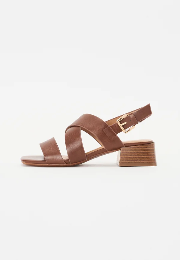 High heeled sandals - cognac
