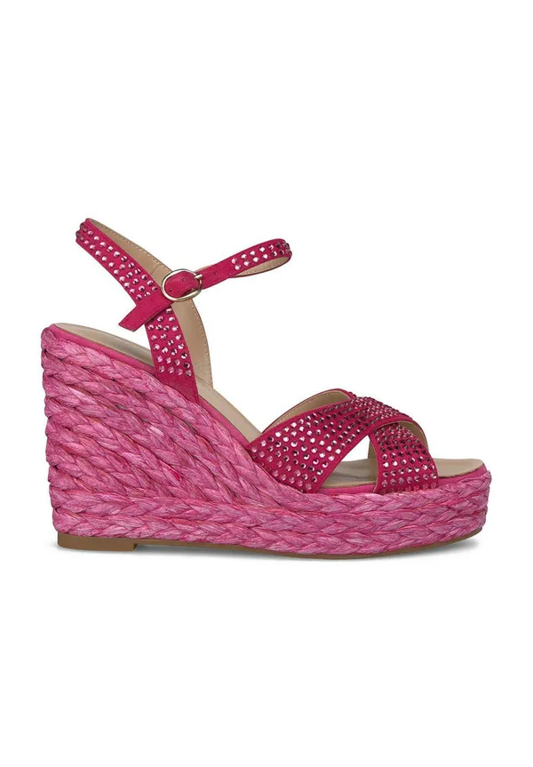 High heeled sandals - fucsia jaspeado