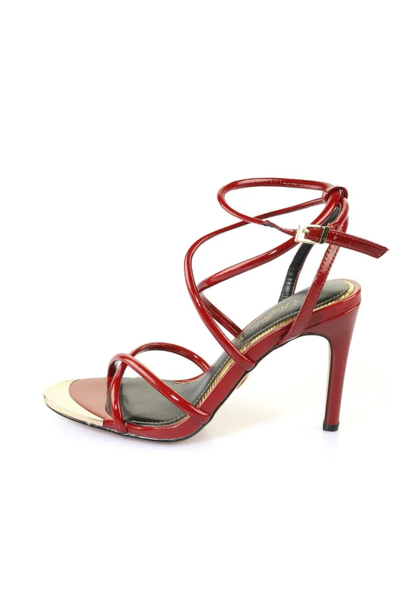 High heeled sandals - red gold-coloured