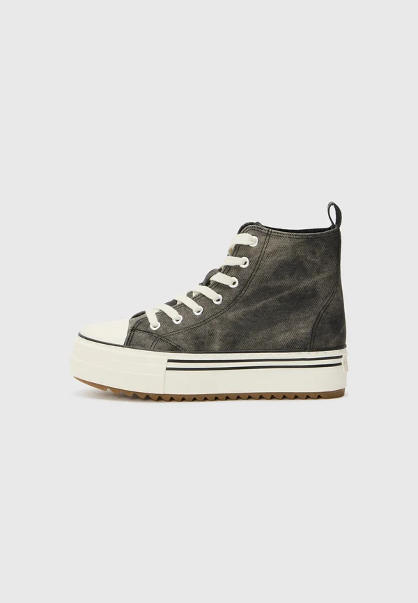High-top trainers - grey washed
