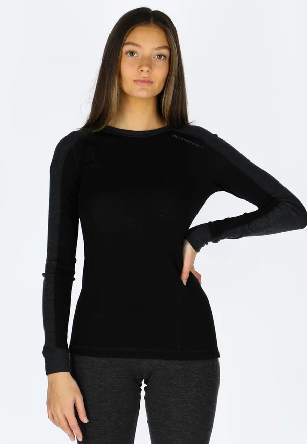 HIMALAYA MERINO - Long sleeved top - black charcoal melange