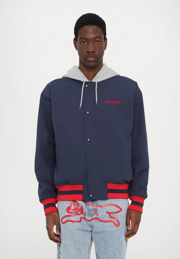 HOODED - Bomber Jacket - navy