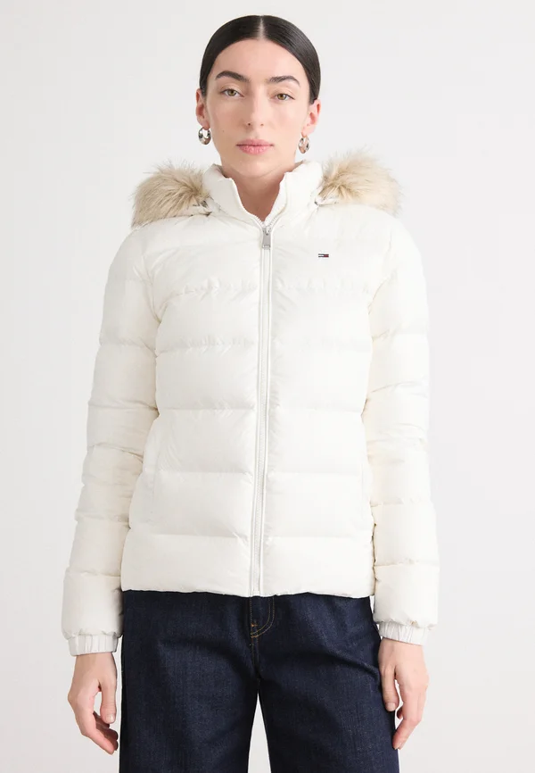 HOODED - Down jacket - ecru