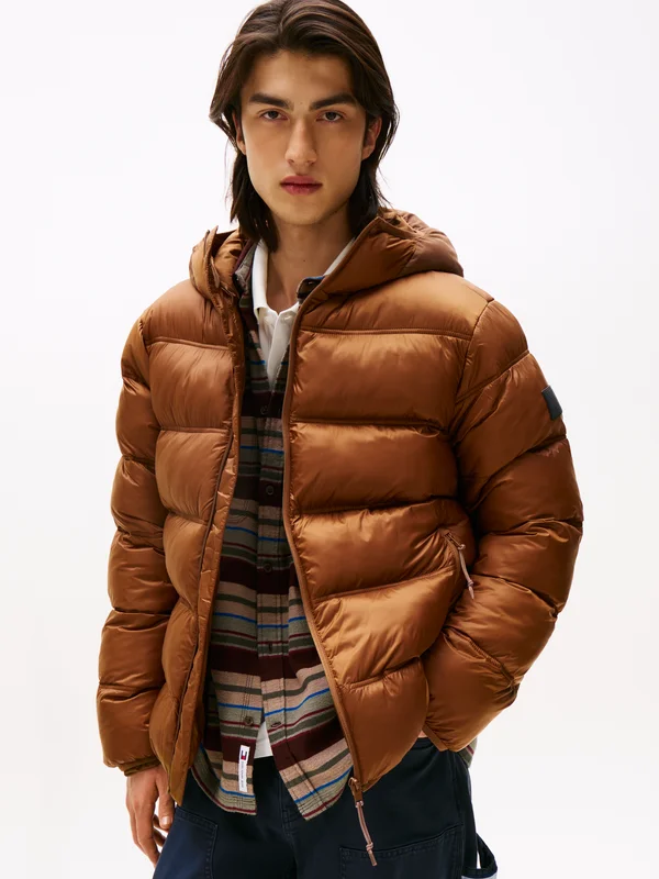 HOODED LOGO PUFFER - Winter jacket - pecan nut
