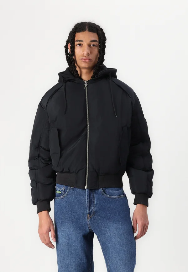 HOODED PUFFED JACKET - Bomber Jacket - black
