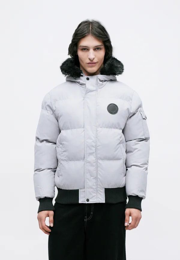 HOODED SHORT PUFFER JACKET - Winter jacket - ice grey