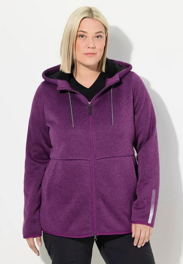 HOODED ZIP FRONT - Cardigan - aubergine