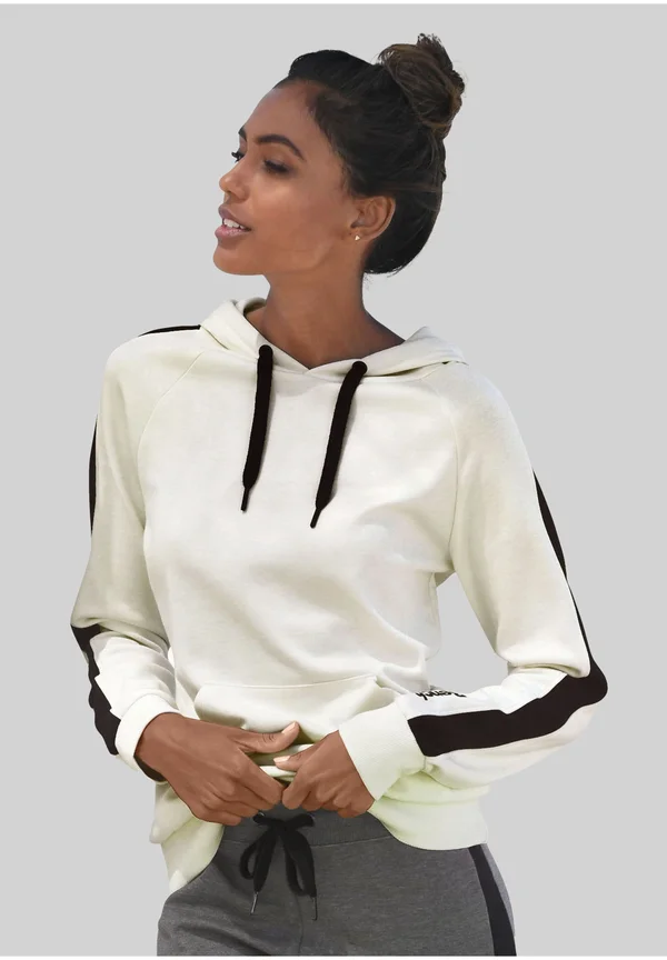 Hoodie - ecru-schwarz
