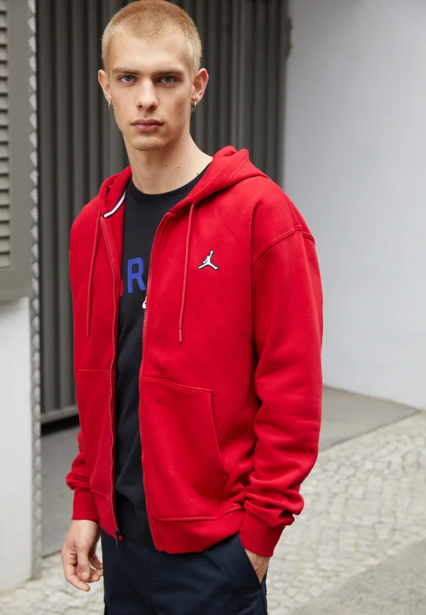 HOODIE - Zip-up sweatshirt - gym red/white