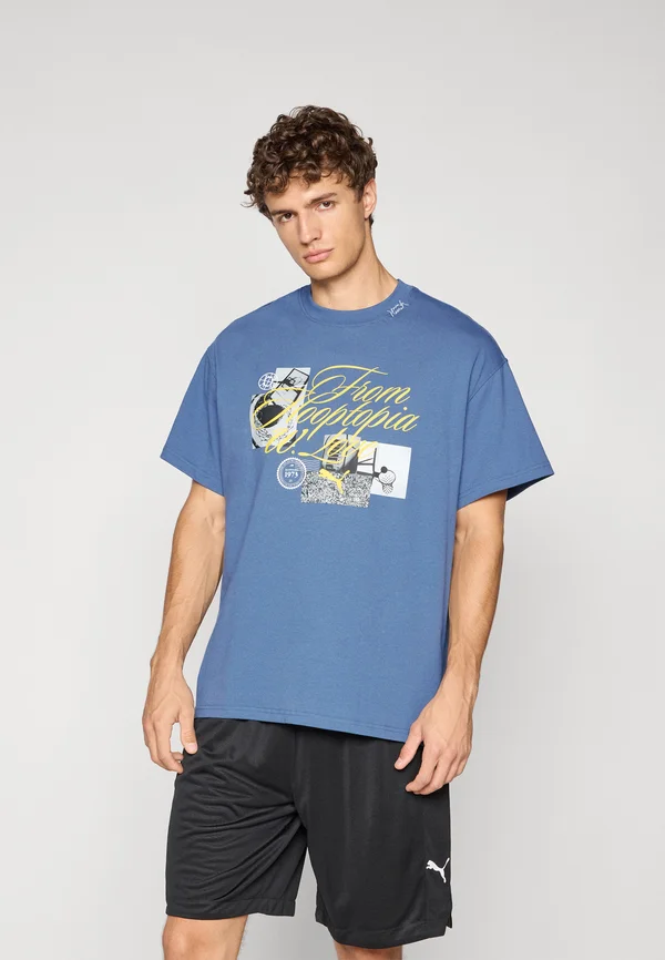 HOOPTOPIA TEE - Print T-shirt - dark indigo