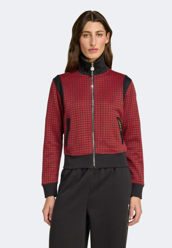 HOUNDSTOOTH TRACK TOP - Cardigan - better scarlet   black