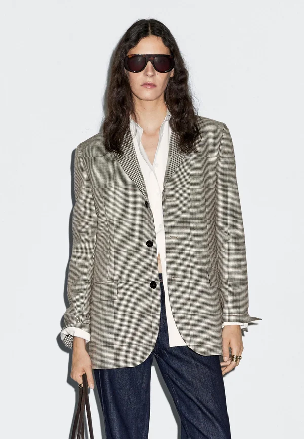 HOUNDSTOOTH WITH FLAP POCKETS - Blazer - beige
