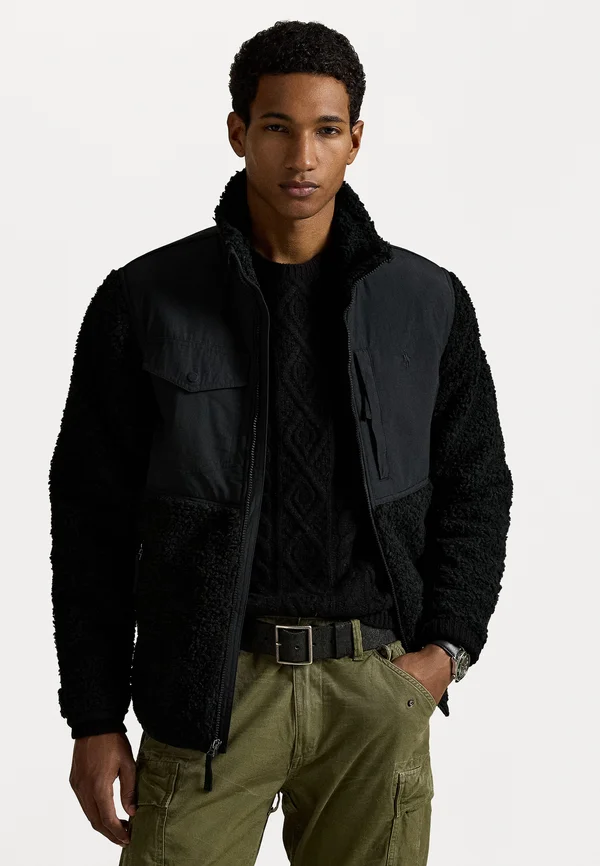 HYBRID MOCKNECK JACKET - Fleece jacket - black