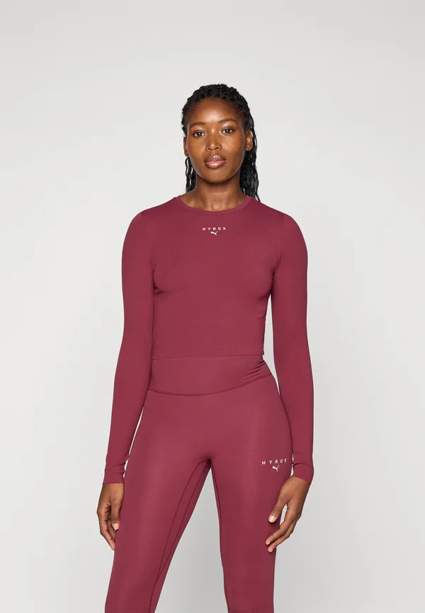 HYROX SHAPELUXE CROP TEE - Long sleeved top - ruby shimmer