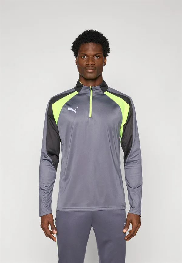 INDIVIDUALLIGA 1/4 ZIP TOP - Long sleeved top - galactic gray/yellow alert