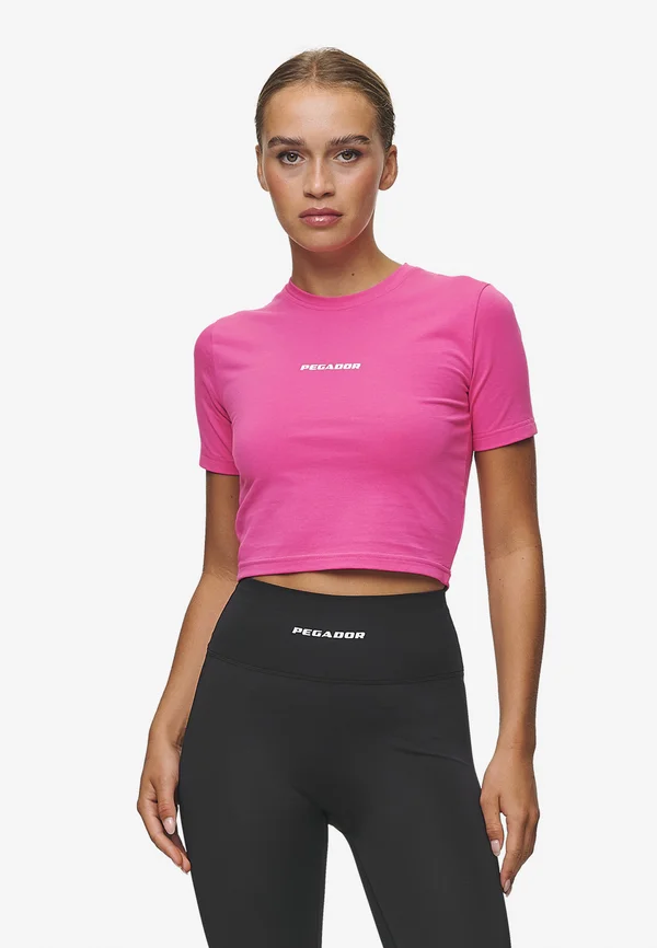 INES CROPPED BABY TEE - Basic T-shirt - washed digital pink,white gum