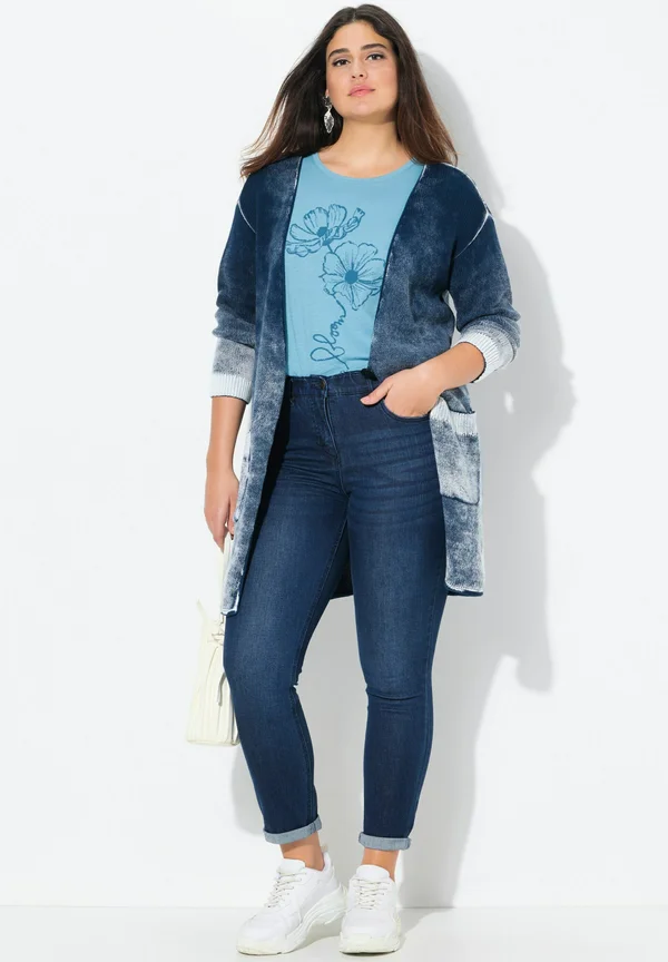 IRREGULAR DYED LONGLINE SINGLE-BUTTON - Cardigan - marine
