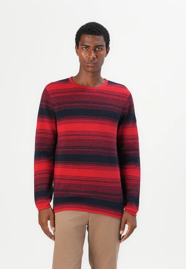 IRREGULAR STRIPES CREWNECK  - Jumper - red navy