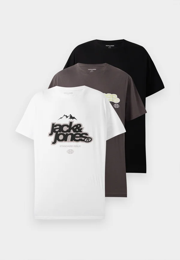 JCOFLARE FRONT TEE 3 PACK - Print T-shirt - black/bright white/pavement
