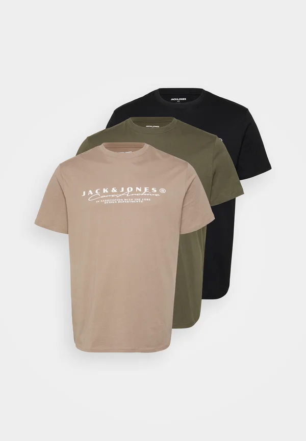 JCOPOINT BRANDING TEE 3 PACK - Print T-shirt - black/grape leaf/desert taupe
